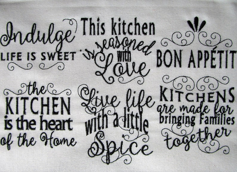 Kitchen lovely quotes sayings - machine embroidery designs for hoop 4x4 and 5x7 - kitchen dish towel embroidery collection INSTANT DOWNLOAD by Artapli embroidery formats PES HUS JEF EXP DST VIP VP3 XXX