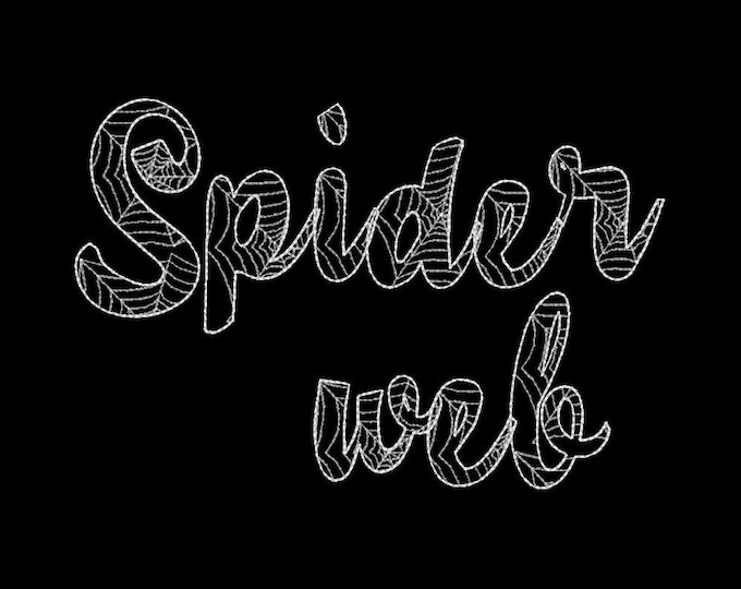 Spider Web Halloween Font light sketch outline machine embroidery designs alphabet letters multiple sizes, kids spooky scare name monogram