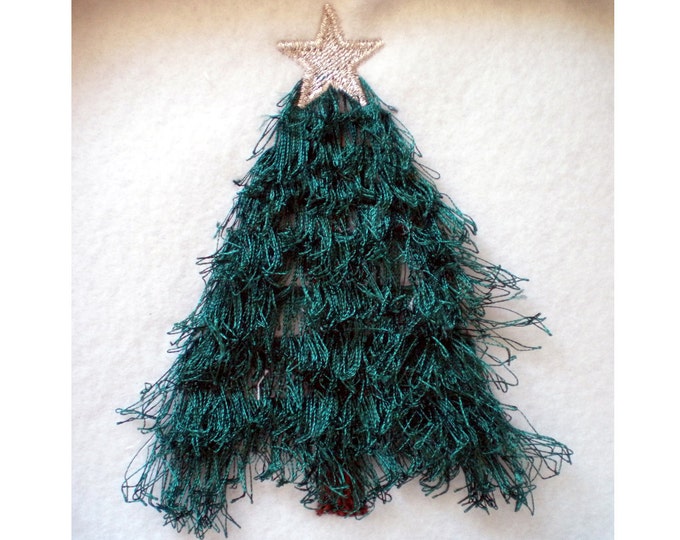 DIY Christmas tree - machine embroidery design Fluffy Xmas Tree, multiple sizes for hoops 4x4, 5x7 fringed fringe Christmas tree