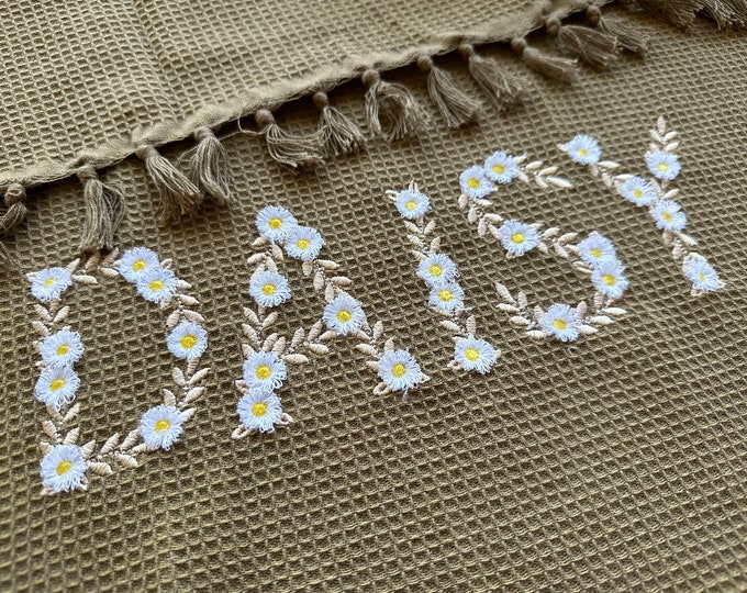 Awesome fringed Daisy Flower Floral Font flowered alphabet uppercase initial monogram machine embroidery designs sizes 3.3 up to 5in BX incl
