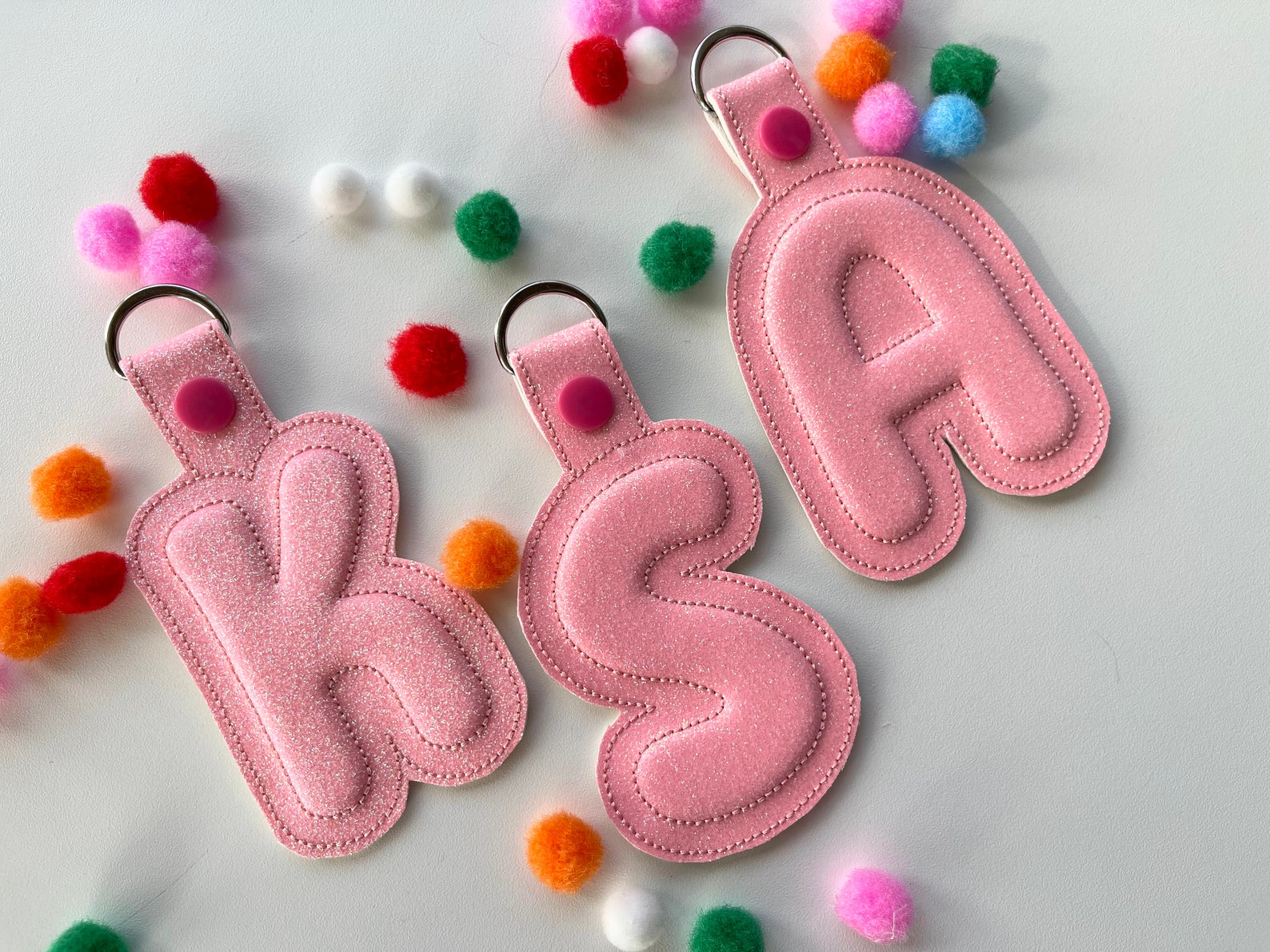 Puffy Foam Key Fob Snap Tab Rounded Monogram Alphabet Letters A-Z ...