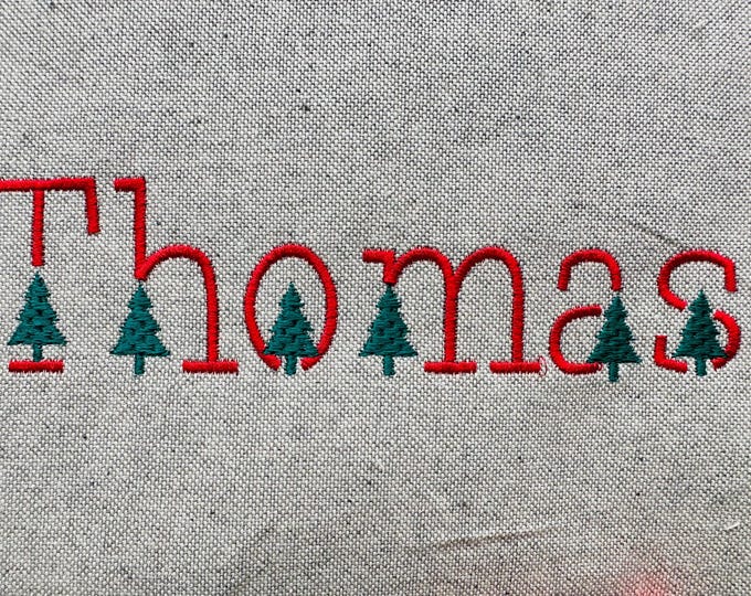 Satin stitch Christmas Tree Font SET of 2 Christmas Tree and Simple machine embroidery designs monogram mini sizes 1 up to 3 inch, and BX