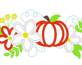 Cowgirl Autumn fall shabby Chic flowers Bouquet Pumpkin machine embroidery designs for hoops 4x4 and 5x7 floral farm pumpkin thanksgiving