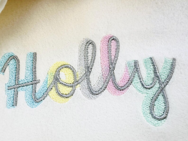 Handwritten Script Shadow Font Satin and Fill Stitch Double 2 Color ...