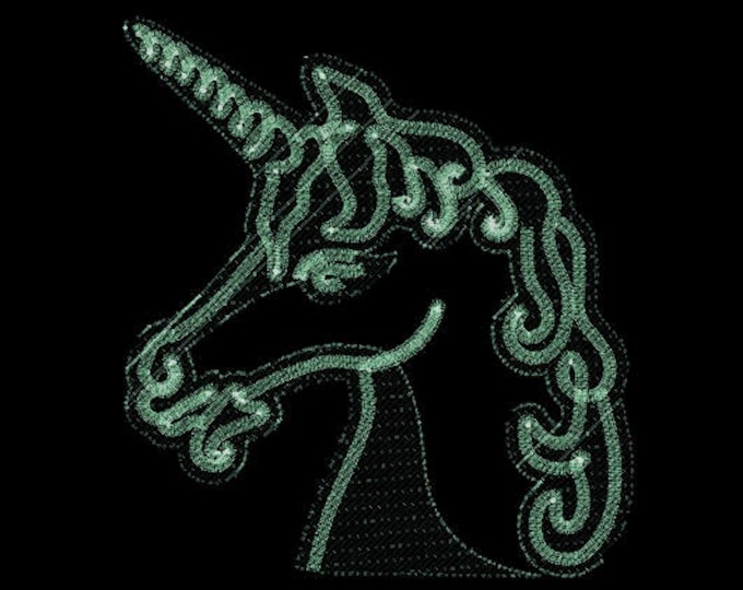 Magic Unicorn head glow in the dark special design machine embroidery designs in sizes for hoop 4x4 and 5x7 INSTANT DOWNLOAD kids fairytale