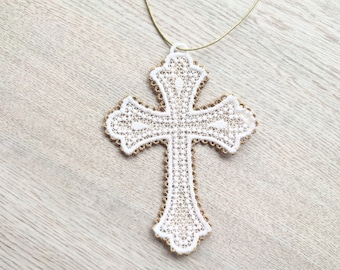 Lace Cross FSL free standing lace Christian Cross lace ornaments charm bookmark necklace pendant machine embroidery designs assorted sizes