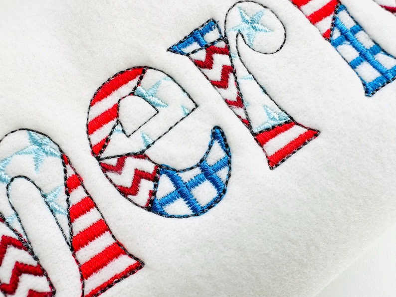 Patchwork FONT American Flag Patterned and Outline Alphabet Monogram ...