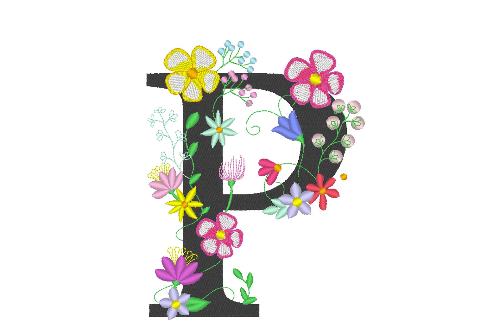 Floral Letter P Garden Flag Monogram Lace Swirl Flowers Block Etsy