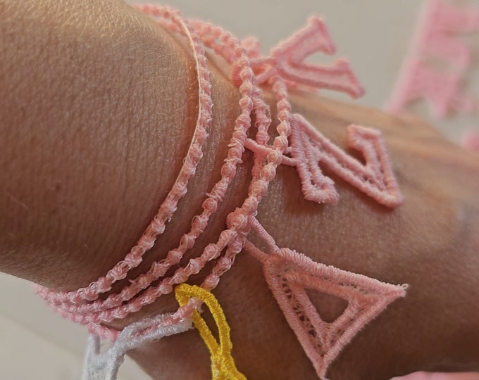FSL Lace Embroidery Friendship Bracelet with Greek Letters Perfect for Fraternities Sororities and Sports Teams machine embroidery designs
