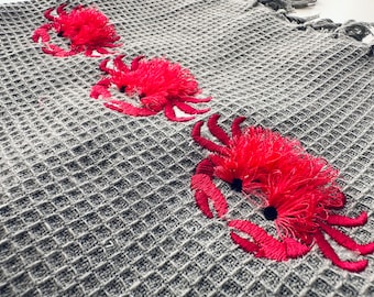 Cute mini fluffy Crab fringed fur chenille summer beach Sea Animal machine embroidery designs fringe in the hoop ITH project awesome design