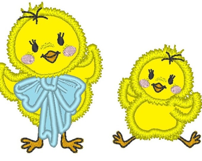 Little chicks set of 2 - machine embroidery designs applique set big and little brother cute chicken baby kids children INSTANT DOWNLOAD