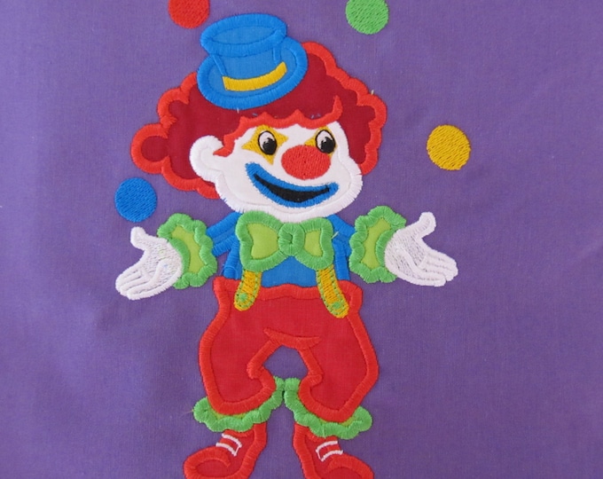 Clown little fun clown juggle balls machine embroidery applique designs for hoop 4x4, 5x7 and 6x10 joyful playful kids applique design