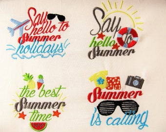 Summer cute quotes, summertime holiday sayings, bath towel summer clothes machine embroidery designs 4x4 INSTANT DOWNLOAD