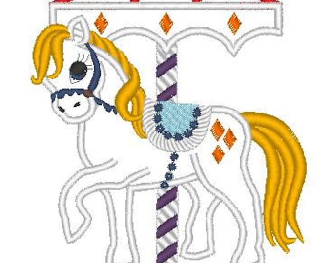 Carousel horse - machine embroidery applique designs 5x7 and 6x10 INSTANT DOWNLOAD