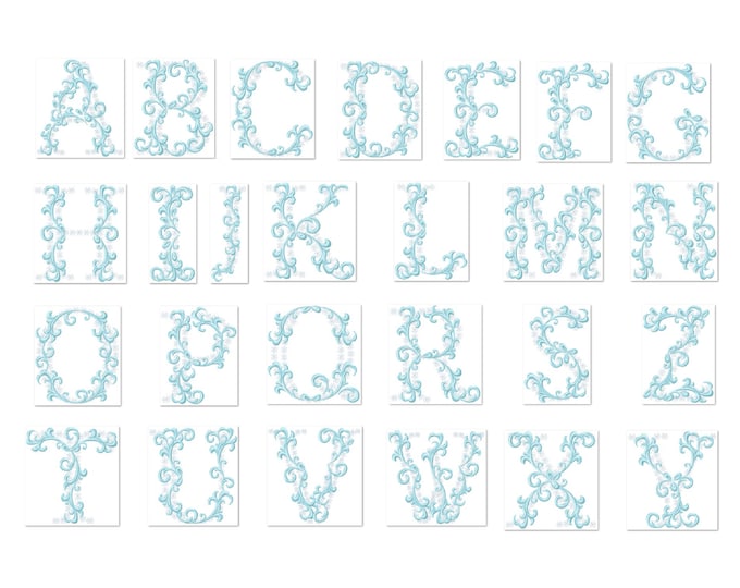 Monogram Frozen Font machine embroidery designs  3, 4, 5, 6, 7 & 8 BX, PES, DST, exp, vp3, hus, jef, vip Font machine embroidery designs