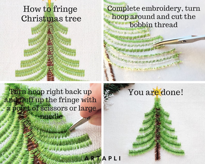 Fringed Fluffy Christmas Trees in a Row Pine Forest Cute Fluffy Fringed ...