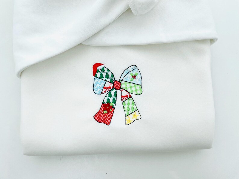 Patchwork Christmas Bow patterned silhouette outline Ribbon Santa hat kids baby girls machine embroidery designs many sizes 4 up to 8 inches by Artapli embroidery format PES HUS JEF EXP DST VIP VP3 XXX instant download