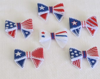 Patriotic Bows 3D effect - 4th July - In the hoop project ITH machine embroidery designs only for hoop 5x7