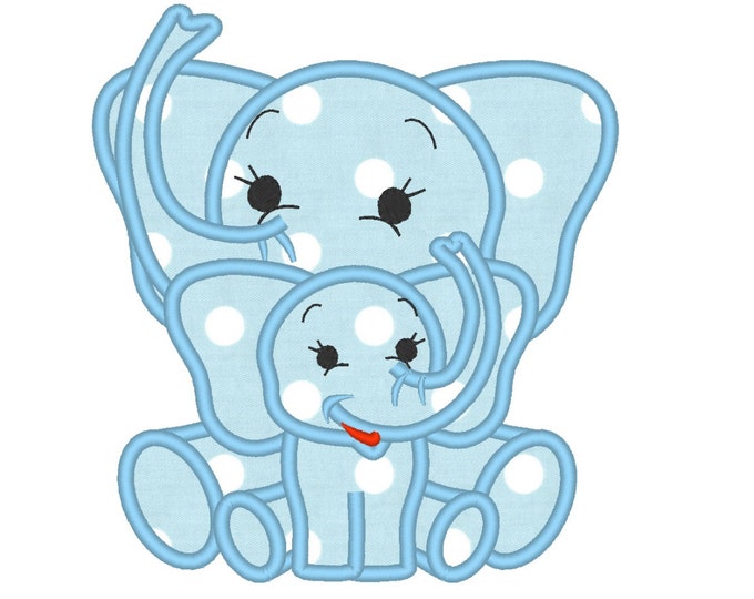 Little elephant and elephant brother,  mommy and me / or big and little sister or brother machine applique designs, 4x4, 5x7