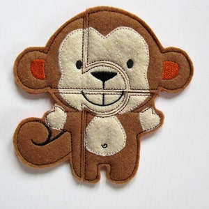Monkey Puzzle ITH in the hoop - game - machine embroidery applique designs -  4x4, 5x7 INSTANT DOWNLOAD