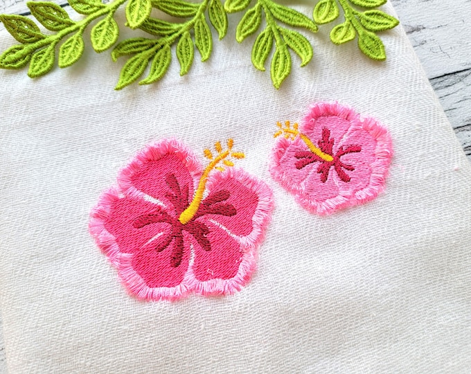 Fringed Fluffy Hibiscus Flower Summer Hawaii flower machine embroidery designs, fringe in the hoop ITH project in assorted sizes floral girl