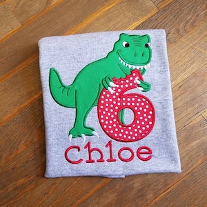 T-rex dinosaur Birthday number six 6 machine embroidery Birthday outfit designs assorted sizes, for hoops 4x4, 5x7, 6x10 INSTANT DOWNLOAD image 6