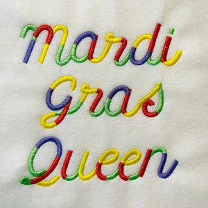 Linha multicolorida ponto acetinado FONT bordados à máquina desenhos variados mini tamanhos, letras do alfabeto manuscritas, nome das crianças, BX incluído