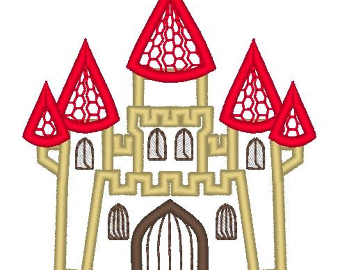 Castle machine embroidery applique design, girls dream magic castle palace for princess, multiple sizes 4x4, 5x7, 6x10 INSTANT DOWNLOAD