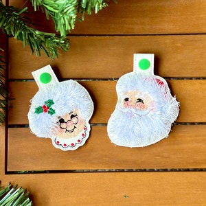 Sr. y Sra. Claus ITH llavero snap tab máquina bordado diseños Navidad regalo idea llavero en el aro simplemente proyecto de bordado Santa