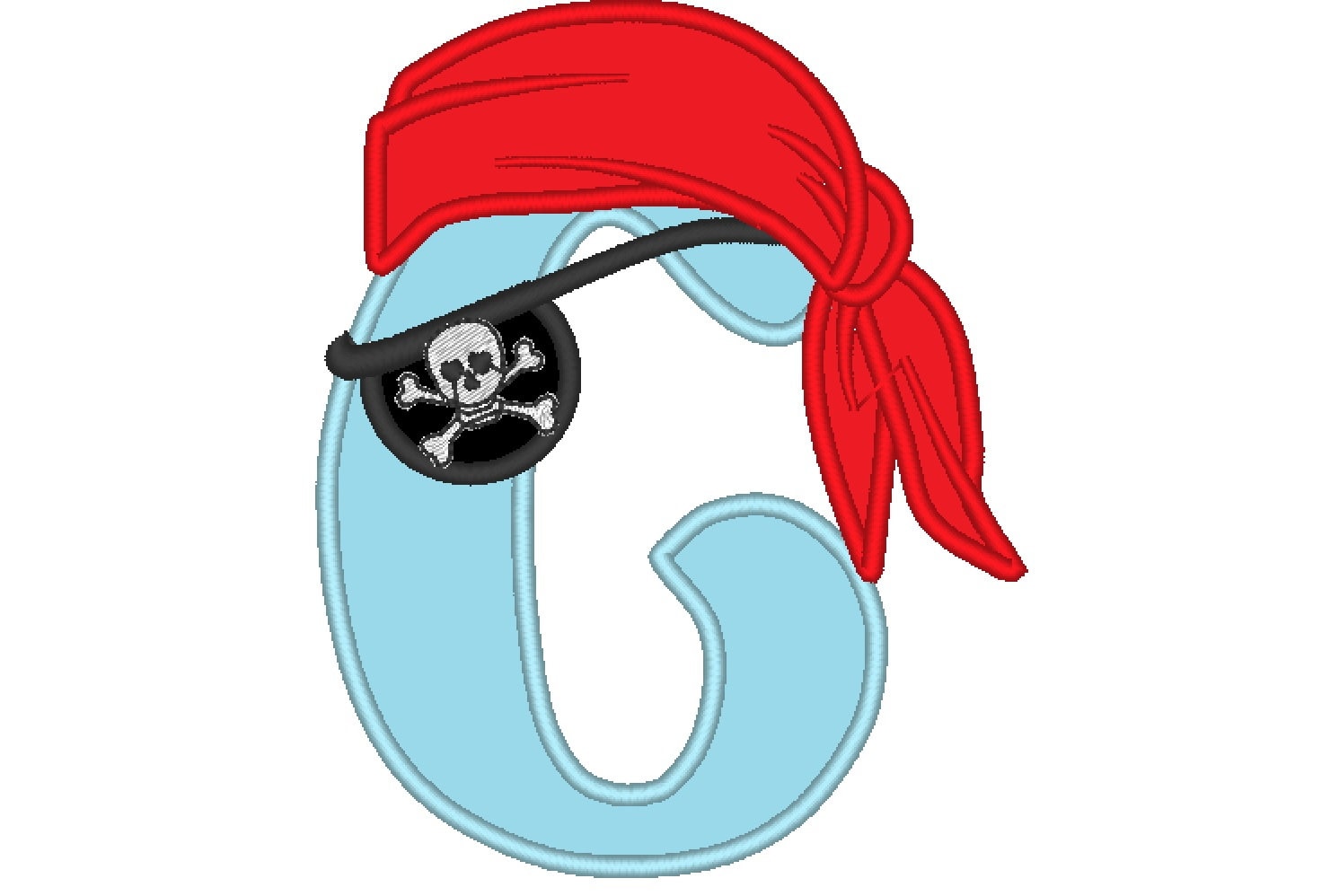 Pirate alphabet embroidery, letter C machine embroidery pirate