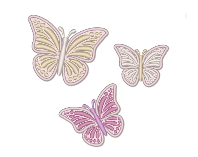 Little Butterfly Applique machine embroidery designs individual files for hoop 4x4 kids girl baby applique multiple sizes 3, 3.5, 4, 4.5 in