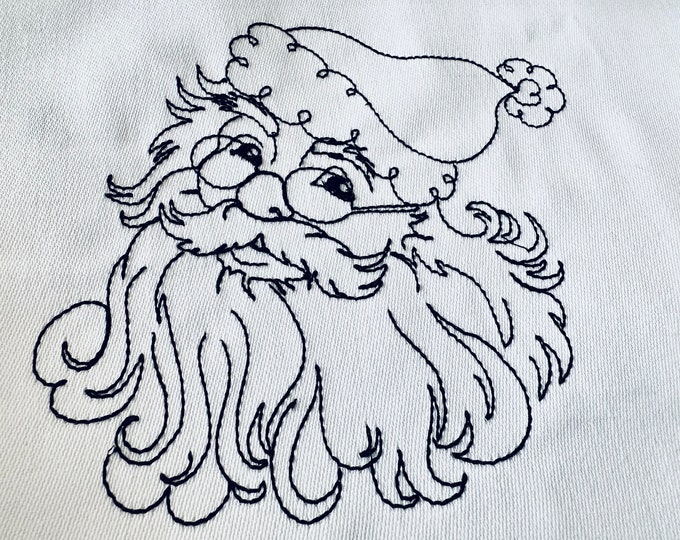 Quick light stitch Santa Claus outline machine embroidery design Christmas Santa head silhouette line art sketch design for hoop 4x4 5x5 6x6