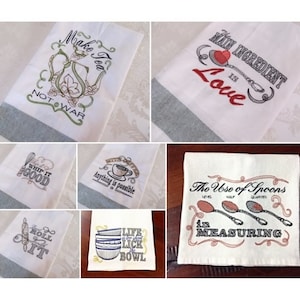 Pack price! 7 towel machine embroidery designs in quick stitch for hoop 5x7, kitchen towel dish towel SET of 7 embroidery designs gift idea