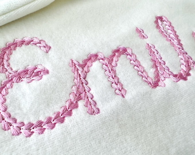 Extra Bold Chain stitch FONT Cookie handwritten script alphabet machine embroidery designs monogram knit sweater effect sizes 2 up to 5.4in