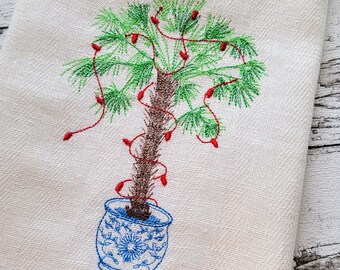 Christmas Tropical Holiday Palmetto Tree Chinoiserie chino vase machine embroidery quick light stitch designs 4, 5, 6 & 7 INSTANT DOWNLOAD