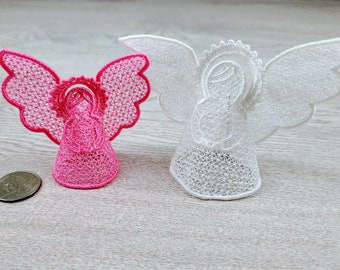 Precious Angel Easy 3D three-dimensional FSL Free standing lace machine embroidery designs in the hoop ITH for hoop 4x4 5x7 angel decoration