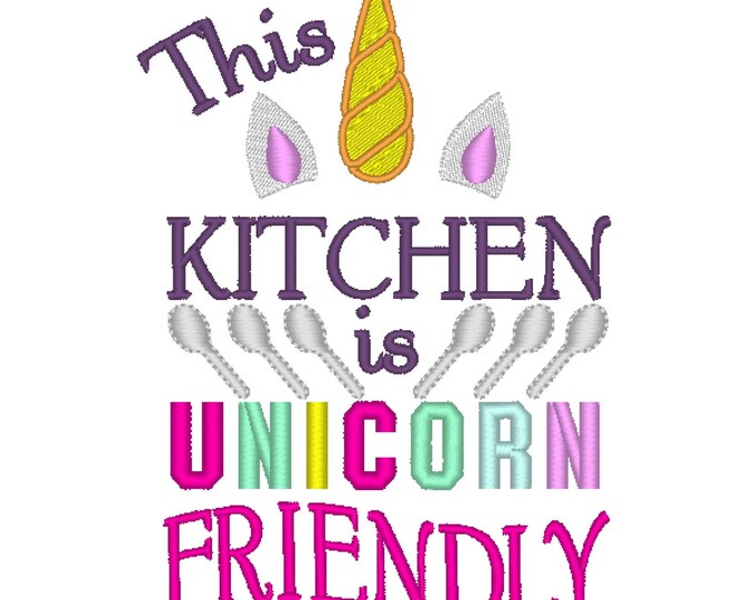 Unicorn sparkle Quote Saying SET of 6 kitchen dish towel baking Kids girls apron machine embroidery designs sizes for hoop 4x4 and 5x7
