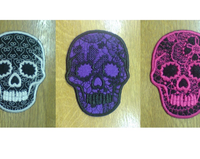 Day of the Dead Embroidered Lace Skull, Calavera, Sugar Skull INSTANT DOWNLOAD - embroidery design, Lace part is also embroidered