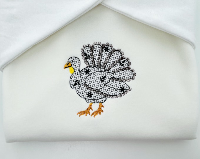 Floral Turkey Fall Autumn Kitchen design lace effect machine embroidery designs for hoop 4x4  5x7  8x8 sweet home Thanksgiving farm design