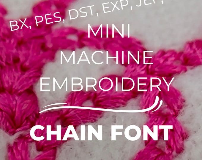 Extra Bold Tiny Chain FONT Bubbly machine embroidery designs mini sizes 1 up to 1.6 inch for kids baby names handwritten script alphabet