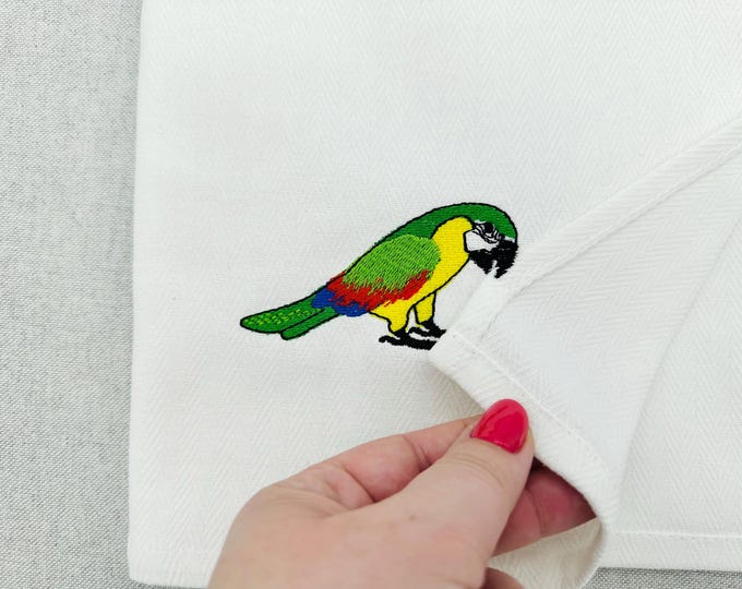 Naughty Playing Parrot Bird Animal Thief kitchen dish towel kids funny pet machine embroidery designs ITH project simply in the hoop