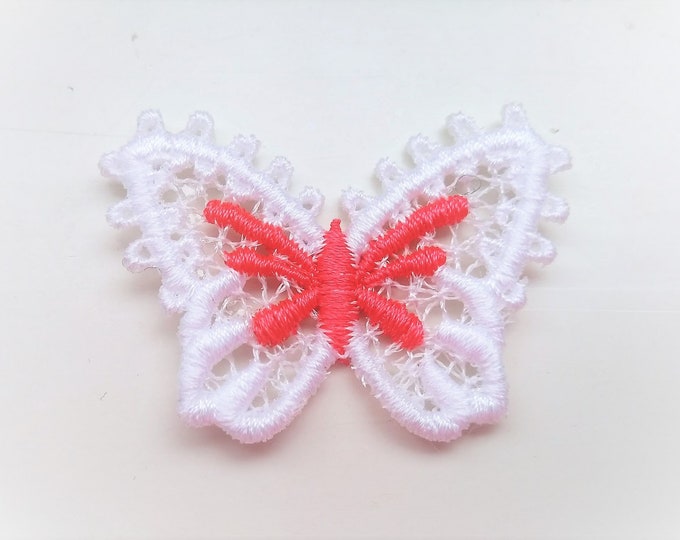 Butterfly MINI also as three-dimensional 3D dimensional, FSL free standing lace machine embroidery design ITH in the hoop butterfly hairclip