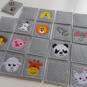 Memory game "Animals" machine embroidery design download for hoop 4x4, 5x7 and 6x10 INSTANT DOWNLOAD kids matching game wild animals ITH
