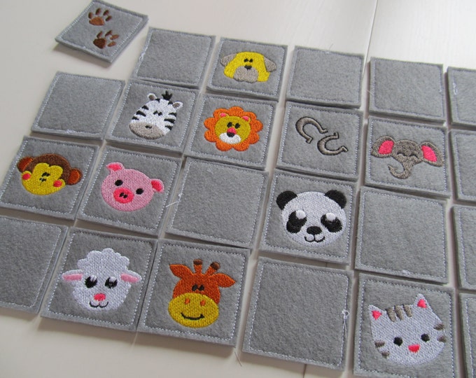 Memory game "Animals" machine embroidery design download for hoop 4x4, 5x7 and 6x10 INSTANT DOWNLOAD kids matching game wild animals ITH