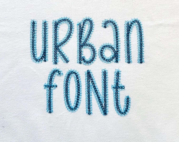 2 Color Chain FONT Urban light chain stitch outline alphabet machine embroidery designs letters multiple mini sizes 1.4 to 2.6 inch BX incl