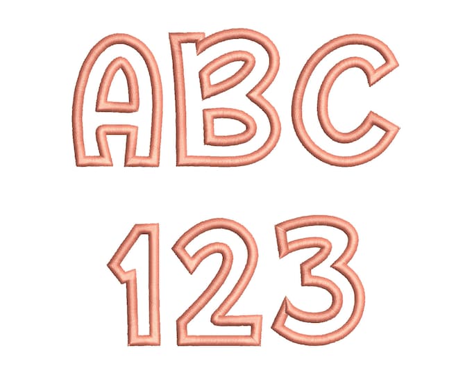 Applique Font bold alphabet machine embroidery designs monogram name letters and numbers sizes 1.3, 1.7, 2, 2.5, 3.5 inches BX included!