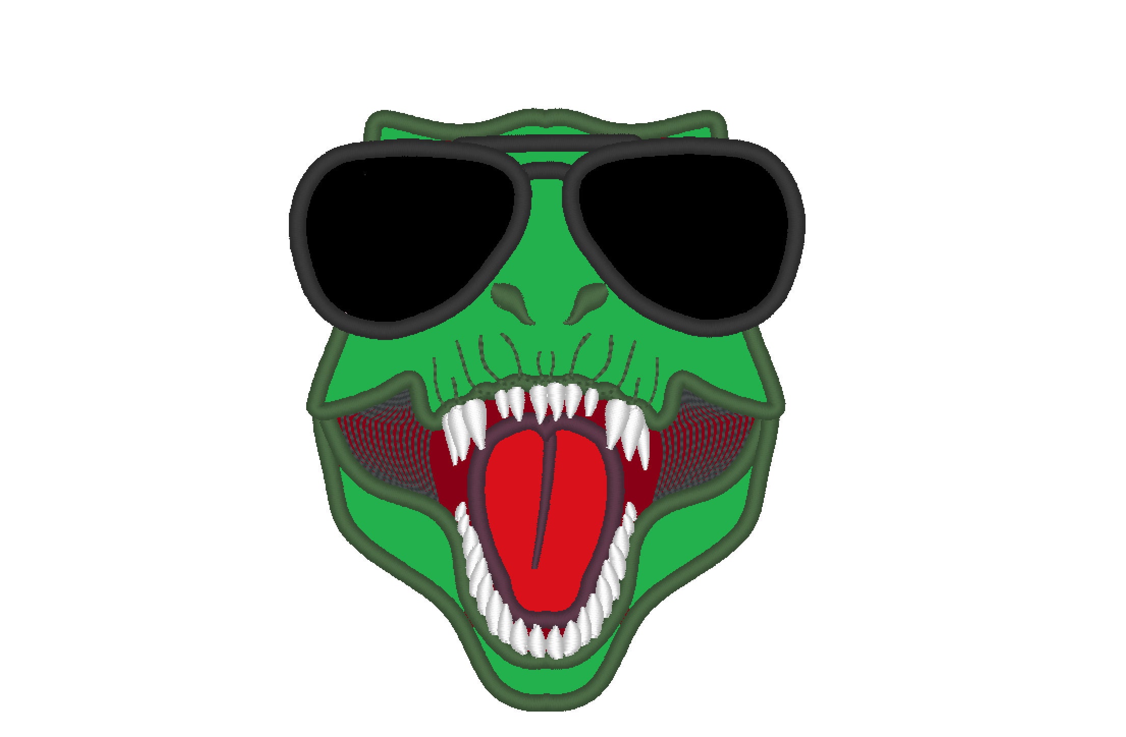 Trex Dinosaur Face aviator glasses machine embroidery applique designs