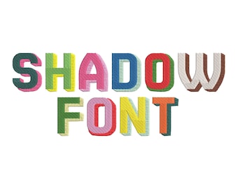 Shadow font machine embroidery design sizes 1, 1.2, 1.5, 2, 2.4 and 3 inches shadowed monogram colorful embroidery font sport block Font