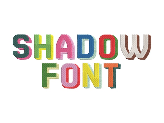 Shadow font machine embroidery design sizes 1, 1.2, 1.5, 2, 2.4 and 3 inches shadowed monogram colorful embroidery font sport block Font
