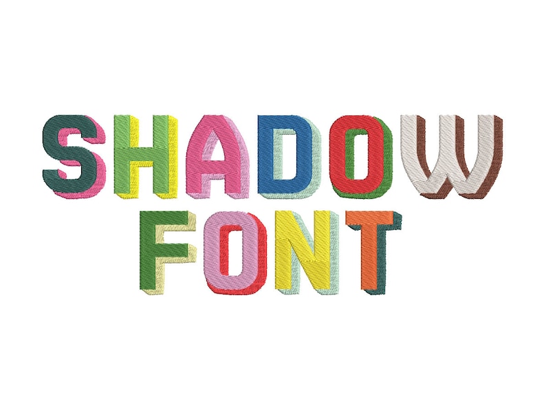 Shadow font machine embroidery design sizes 1, 1.2, 1.5, 2, 2.4 and 3 inches shadowed monogram colorful embroidery font sport block Font by Artapli embroidery format BX PES HUS JEF EXP DST VIP VP3 XXX instant download